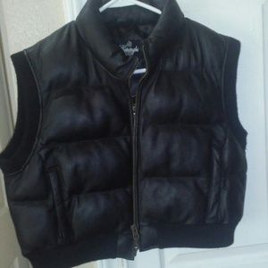 Genuine Leather Cropped Puffer Vest